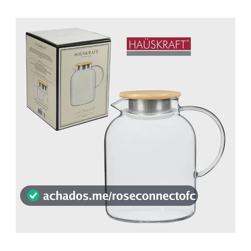 Jarra de Vidro Borossilicato 1.5L com Tampa Bambu Haüskraft Clivia