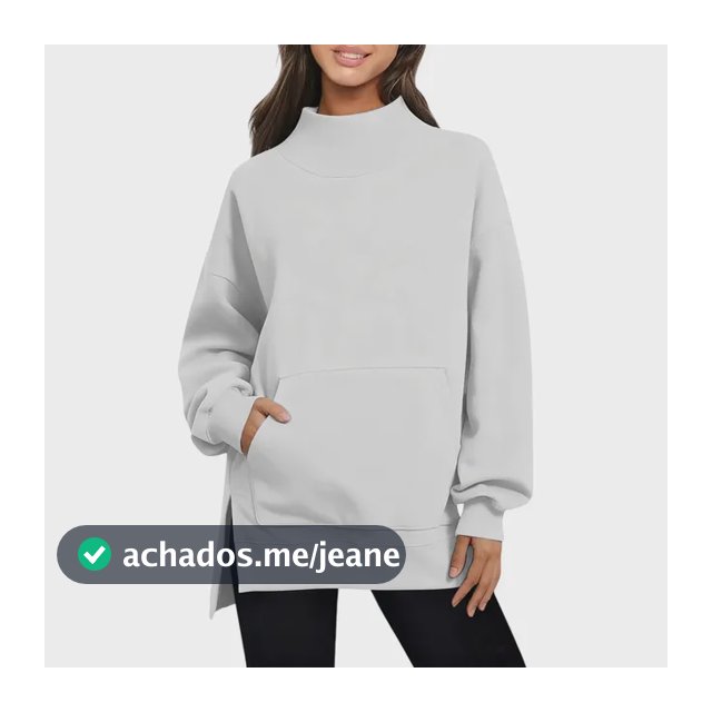 Moletom Feminino Casual Com Gola Alta E Manga Longa`