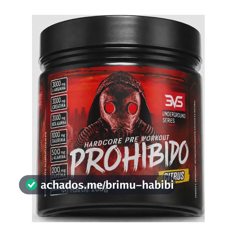 PRÉ TREINO PROHIBIDO 180g Sabor Citrus - Fórmula Avançada contendo Creatina, Beta Alanina, Taurina, L-tirosina, L-alanina, Cafeína, Arginina e Palatinose - Extra Forte