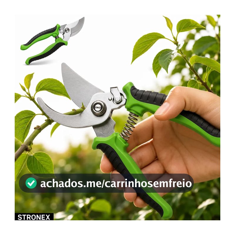 Tesoura Para Poda Aço Inox Corte Preciso Com Trava E Cabo Emborrachado Profissional Premium Stronex