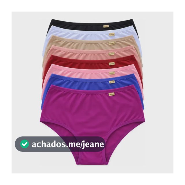 Kit 5 Calcinha Plus Size Hot Pants Cintura Alta Feminina