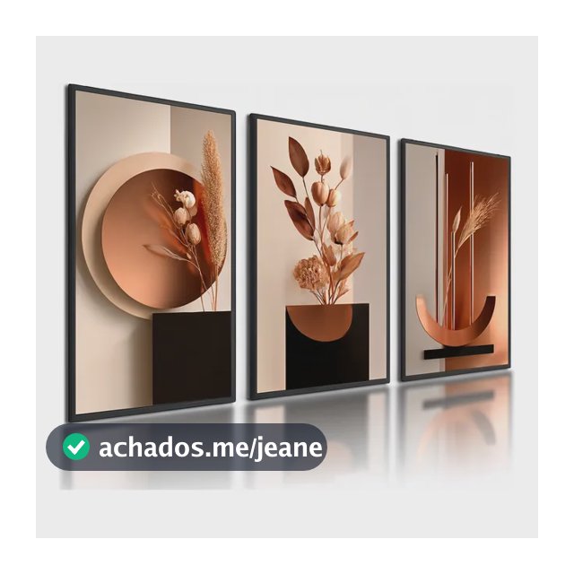 Kit 3 Quadros Decorativos Abstratos Florais Tons Terrosos Preto Kit 3 Quadros Decorativos Abstratos Florais Tons Terrosos