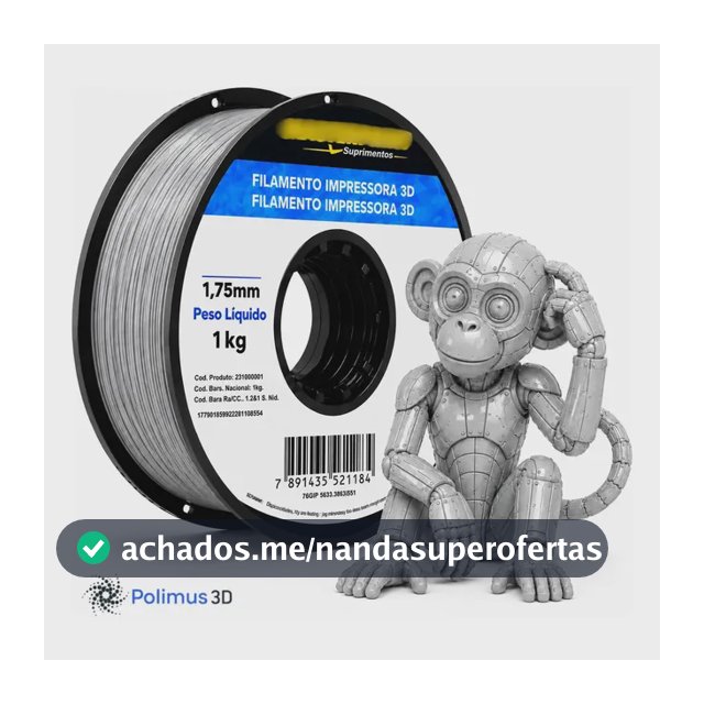 Filamento De Impressão 3D PETG Cor Cinza 1kg Masterprint Brilho Premium Para Imprimir Peças 3D Impressora 3D Modelagem Miniaturas Enfeites e Projetos By Polimus 3D