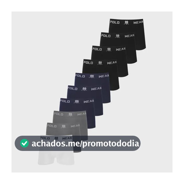 Kit 10 Cuecas Boxer Sem Costura Polo Wear Sortido