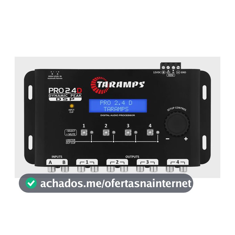 Processador De Audio Digital Taramps Pro 2.4D Equalizador 2 Entradas 4 Saidas 12v Crossover Som Automotivo 4 Vias