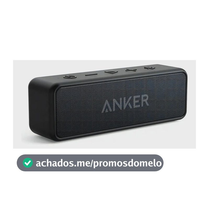 Caixa de Som Portátil Anker Soundcore 2 Bluetooth 5 IPX7 À Prova D'água 12W DSP Digital BassUp Graves Potentes 24h Bateria Estéreo Duplo Pareamento Alcance 20m Camping Praia Casa Viagem Cor Preto
