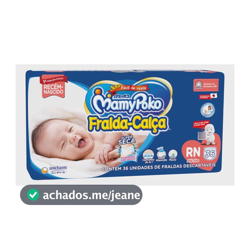 Fralda-Calça Mamypoko RN 36un Cuidado Real Super Absorção 5kg