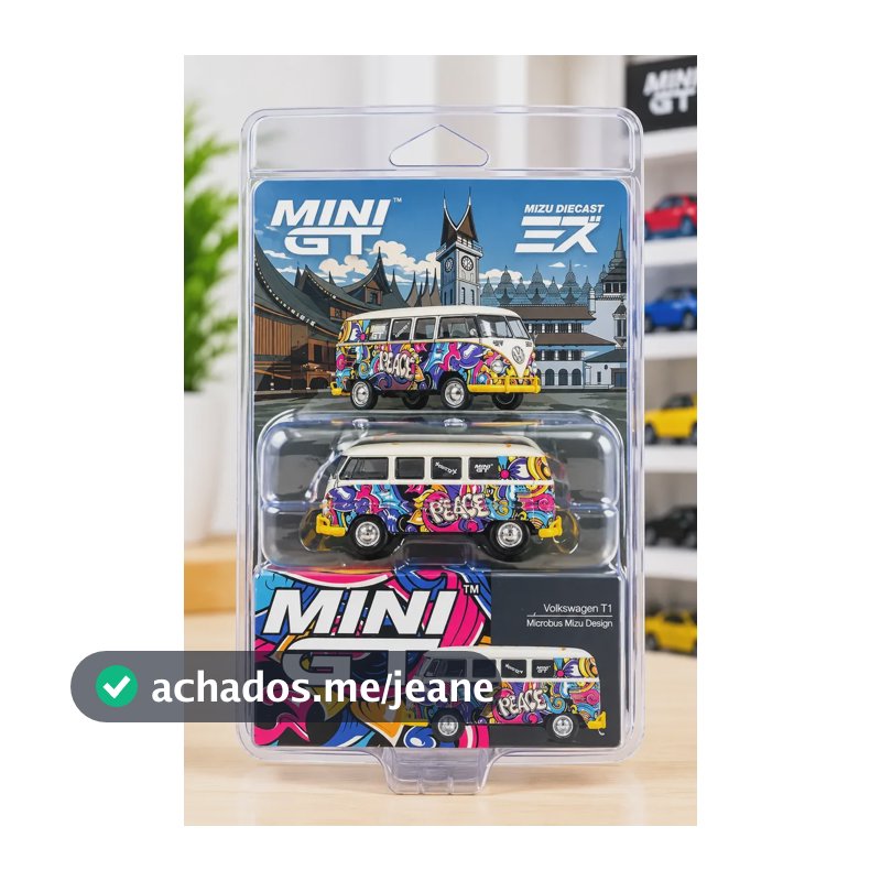 Miniatura Mini Gt Volkswagen T1 Microbus Mizu #1191 1:64 Branco