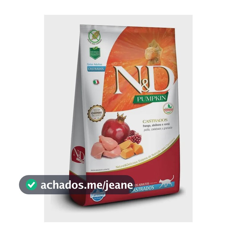 Ração N&d Pumpkin Gato Castrado Frango Abóbora Romã 1,5kg