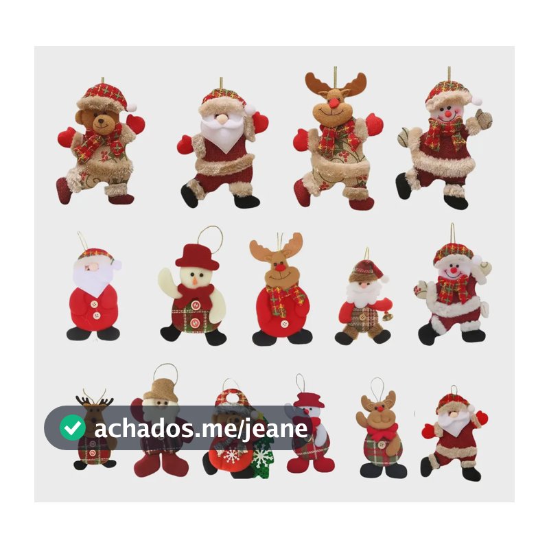 Kit 12 Pendente De Natal Enfeite Arvore Pelúcia Arvore Tecid Sortidos Natalinos