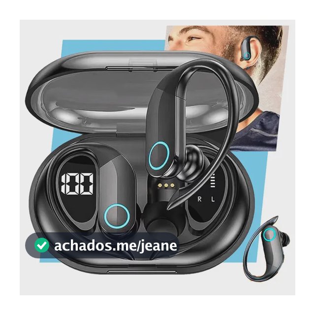Fone De Ouvido Bluetooth Tws Esportivo Com Gancho Para Academia E Corrida Preto