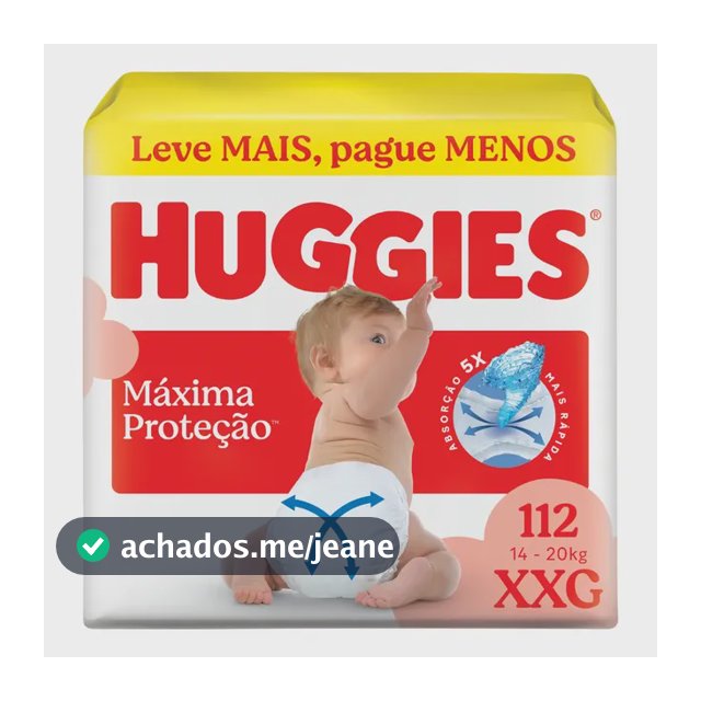 Huggies Fralda Descartável Máxima Proteção XXG - 112 Un