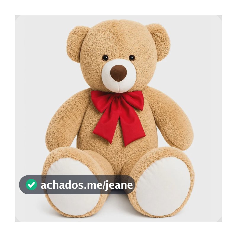 Urso De Pelúcia Gigante Com Laço Antialérgico 1 Metro Cor Doce De Leite Com Vermelho