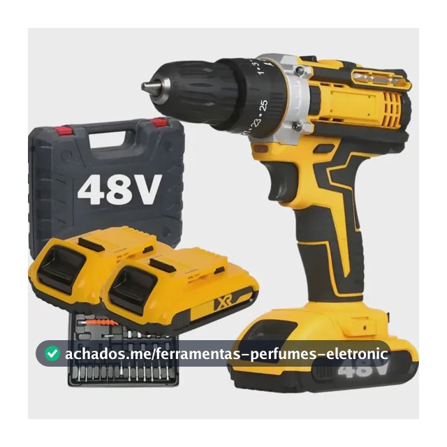 Parafusadeira Furadeira 48v Profissional +2 Baterias +maleta Amarelo 127/220v
