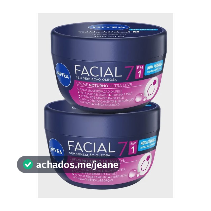 Kit Nivea Creme Facial Noturno 7 Em 1 2x100g Hidratação Todo Tipo De Pele Noite