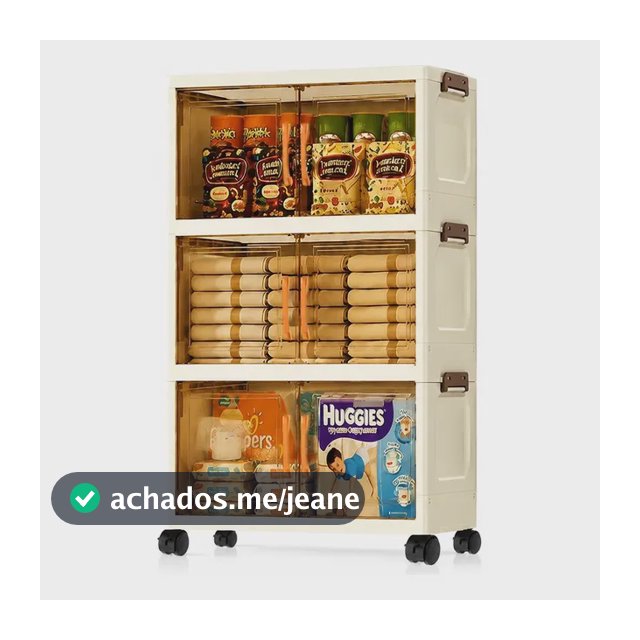Caixa Organizadora Dobrável 3 Andares Com Rodízios Larg50 Cm