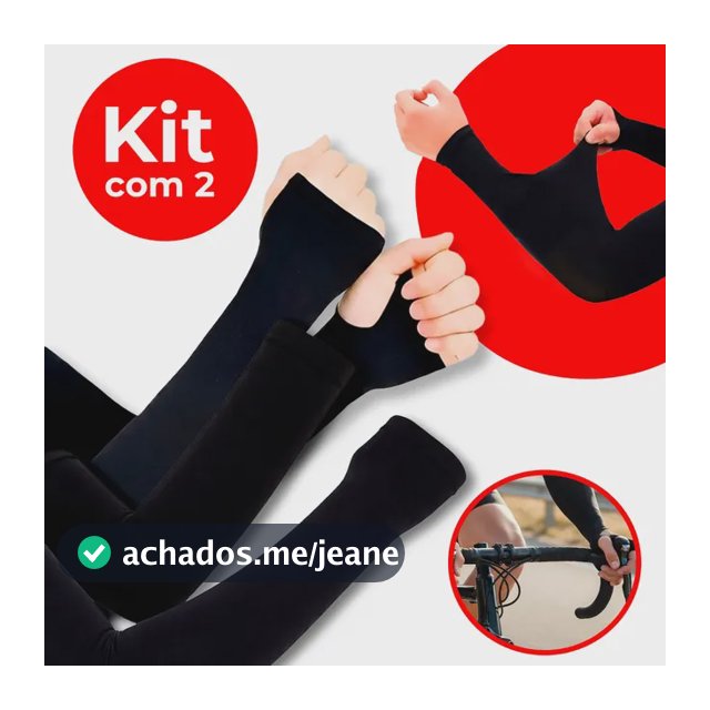 2 Pares Manguito Braço Proteção Solar Uv50+ Moto Ciclismo Unico Preto