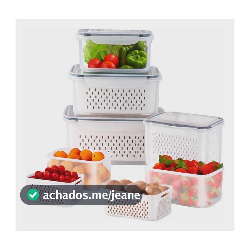 Kits Organizadores Com 3 Potes Herméticos De Geladeira Para  Transparente/cinza 850ml,1750ml,3300ml