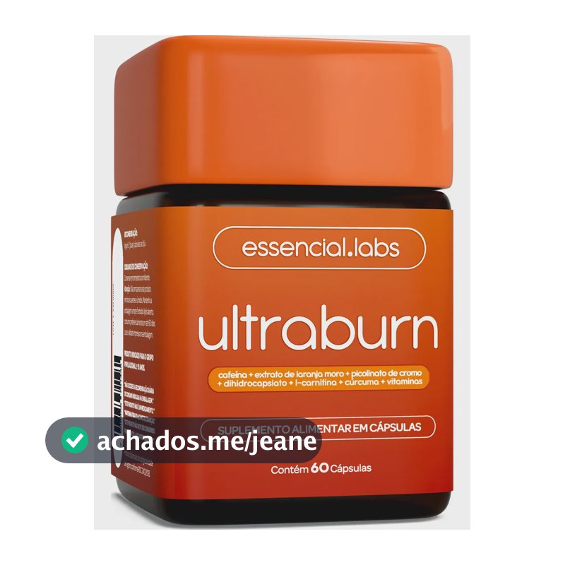 ULTRABURN - Fórmula Exclusiva contendo L-Carnitina + Cafeína + Laranja Moro + Cúrcuma + Dihidrocapsiato (DHC) + Picolinato de Cromo + Vitamina - 60 Cápsulas