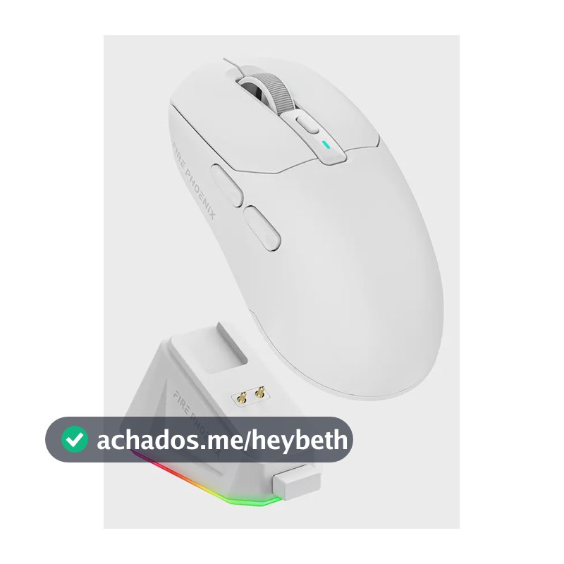 Mouse Gamer Sem Fio Fire Phoenix 24000dpi Paw3311 Bk-r3x Cor Branco