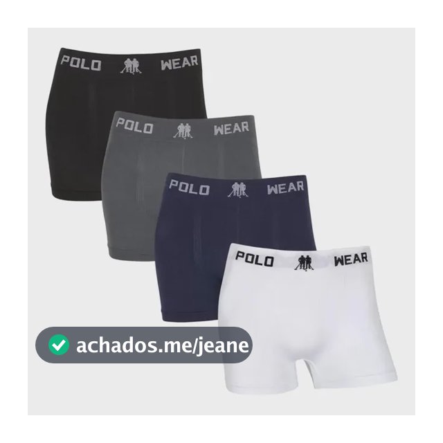 Kit 4 Cueca Boxer Masculino Polo Wear Sem Costura Original
