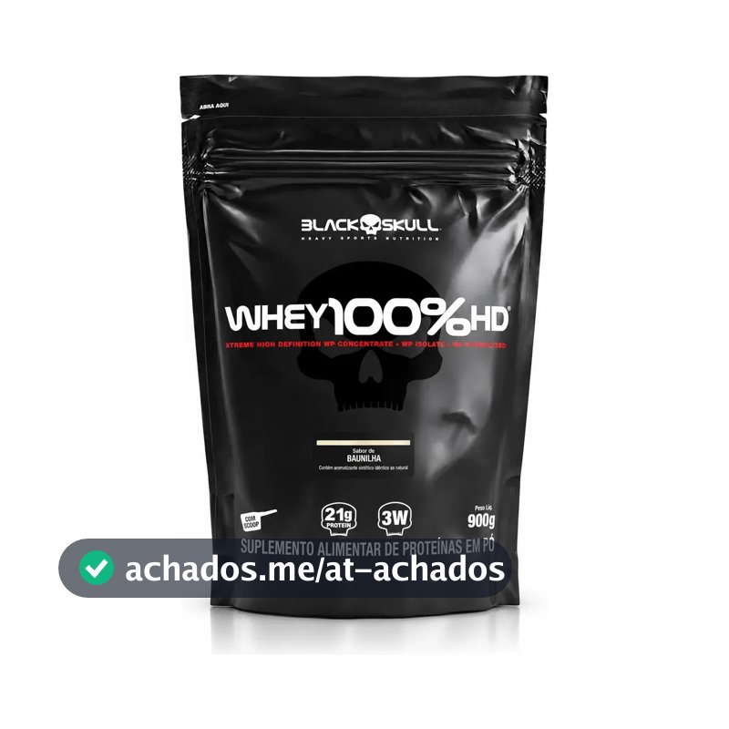 Proteína Black Skull Whey 100% HD em pó sabor Baunilha x 900g