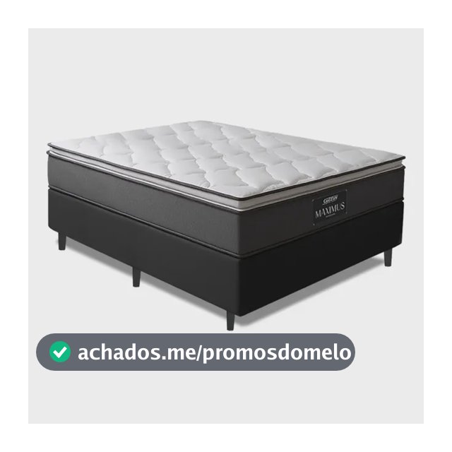 Cama Box Casal Colchão Gazin Molas Ensacadas Pillow Maximus Cinza e Preto 138x188x62cm
