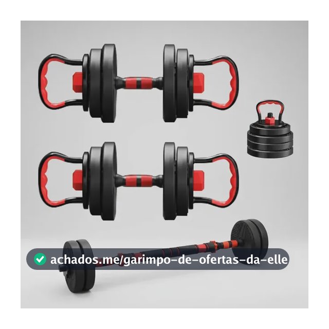 Kit Halteres 6 Em 1 Peso Musculação 15kg Ajustável Halter Preto-vermelho