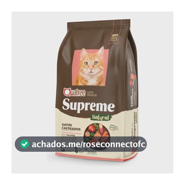 Ração Quatree Supreme Gatos Adultos Castrados Salmão e Batata Doce Super Premium
