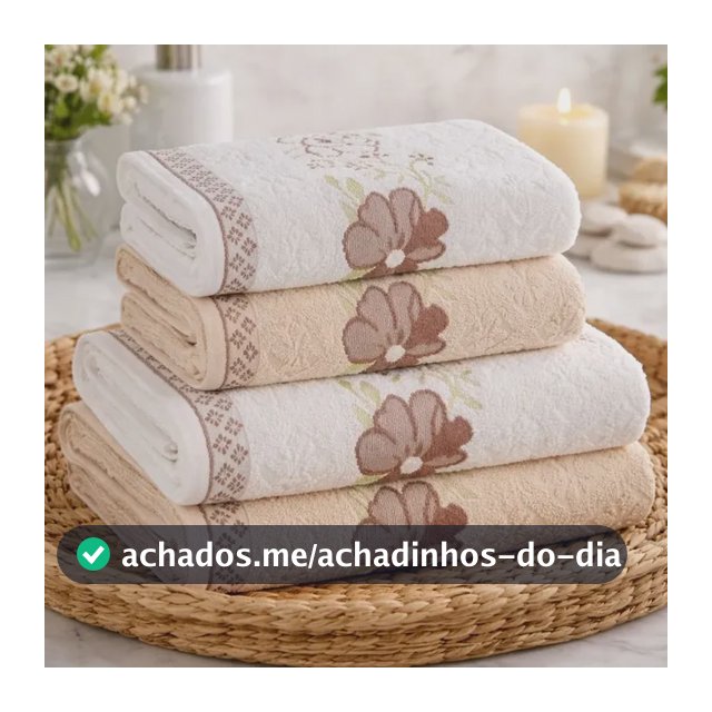 Jogo De Toalhas Karsten 100% Algodão Floral Grossa 4 Peças