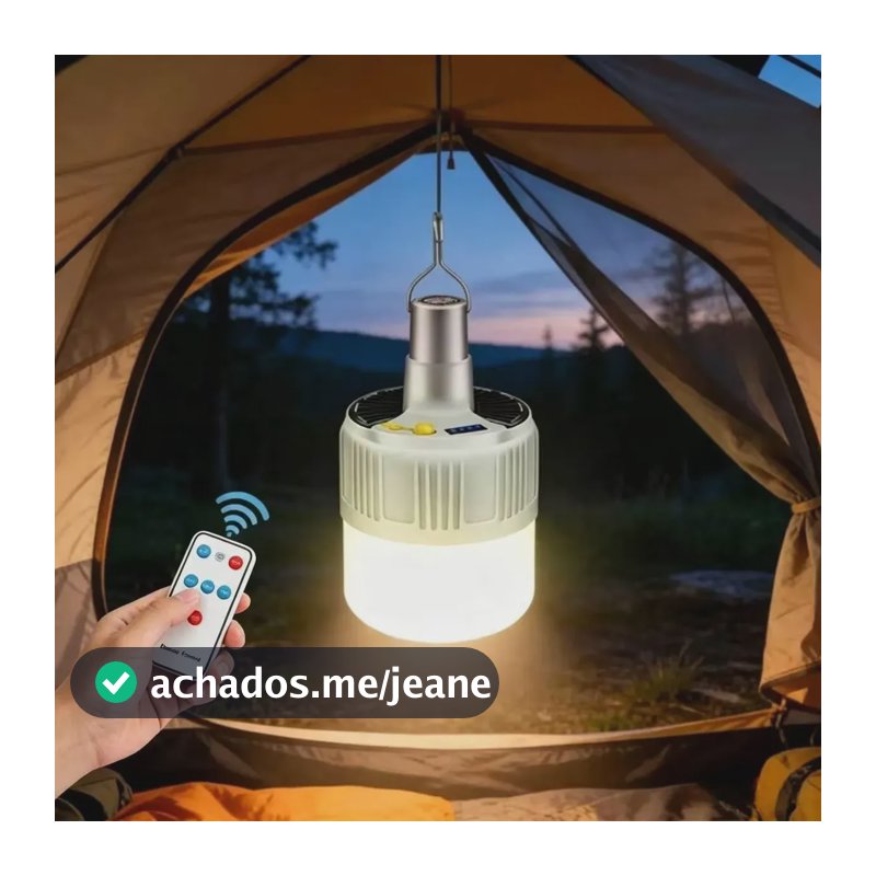 Lâmpada Camping Lampião Led Potente Recarregável Acampamento Branco 127/220v
