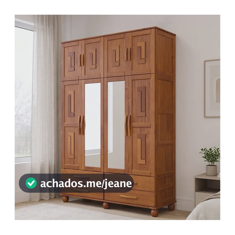 Guarda-roupa 8 Portas 4 Gav. Estrutura Em Madeira Vega - Cedro
