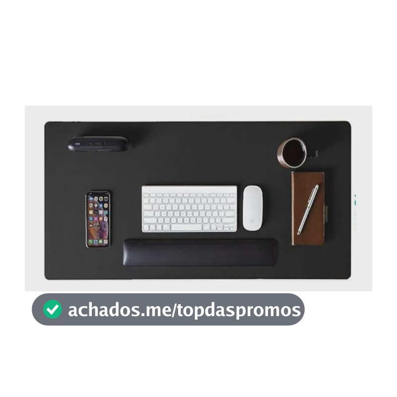 Mousepad Extra Grande Preto 90x40 cm Deskpad Couro Antiderrapante Mesa Computador Notebook - KingPad