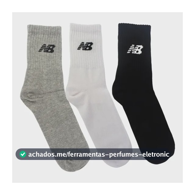 Kit 3 Meias New Balance Cano Longo 39 Ao 42 Unissex Conforto