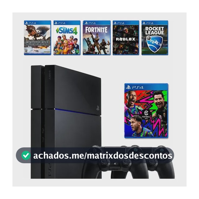 Playstation 4 Ps4 Fat 500 Gb 2 Controles + 6 Jogos Digitais Preto