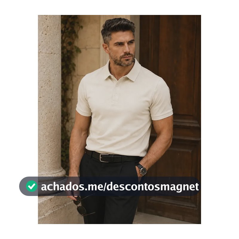 Camisa Polo Masculina Piquet Slim Manga Curta Off White Gg