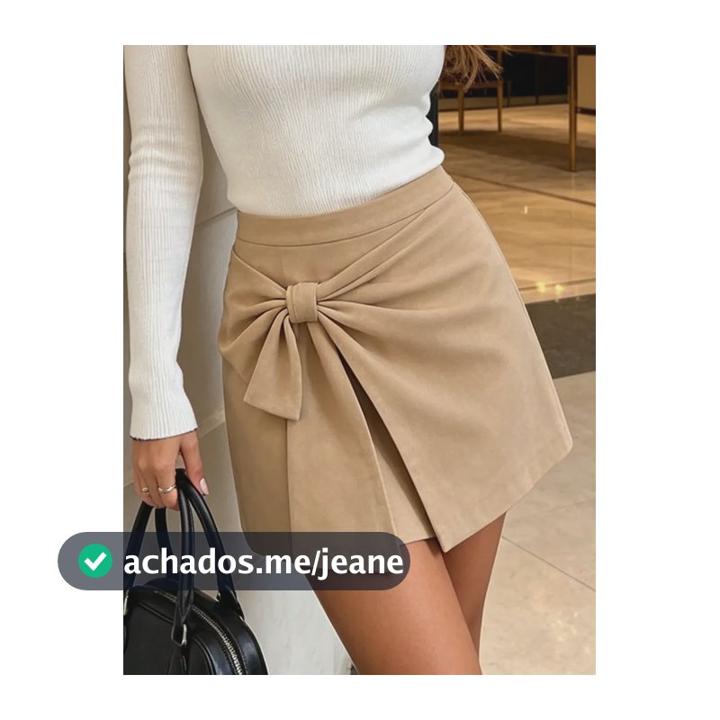 Short Saia Feminino Com Amarração E Bolsos Bege M