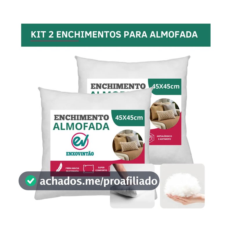 Kit 2 Enchimento Almofada 45x45 Fibra Siliconada Macia Antialérgica Antimofo Macio E Confortável