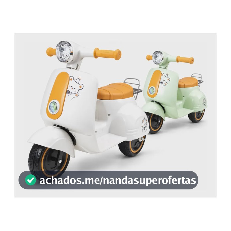 Moto Elétrica Infantil 6v Avespa Com Som Música Luz De Led Branco