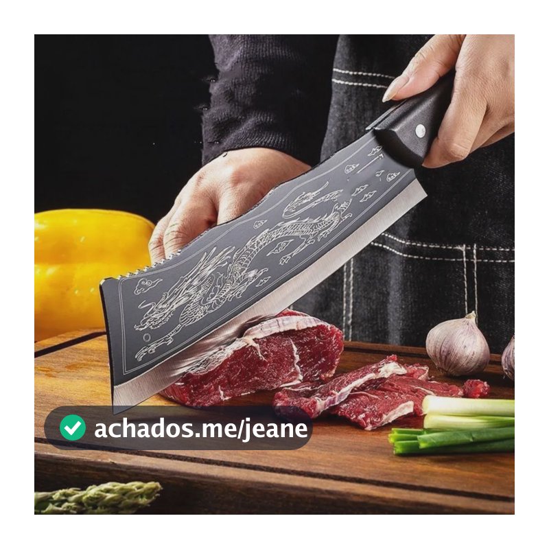 Faca Cutelo Dragão Bainha Churrasco Pesca Sushiman Cutelaria Preto