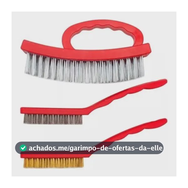 Escova Manuais - Jogo C/3 Cerdas Aço Inox, Latão E Aço Carb