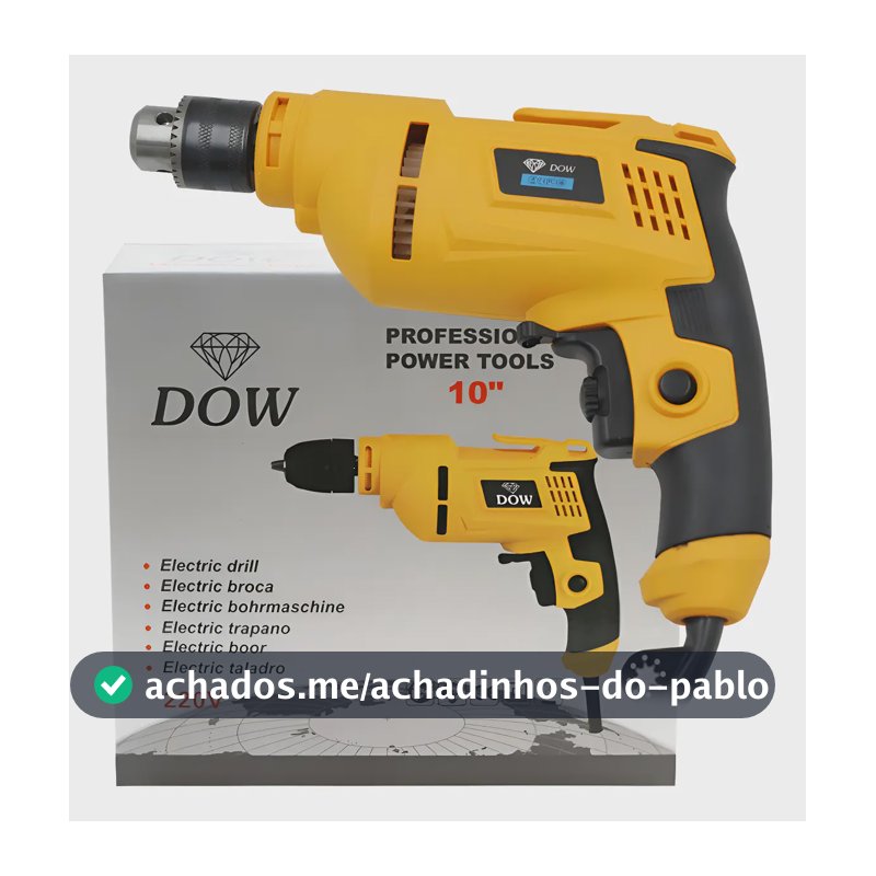 Parafusadeira Furadeira Elétrica DOW 850W Amarela Com Fio