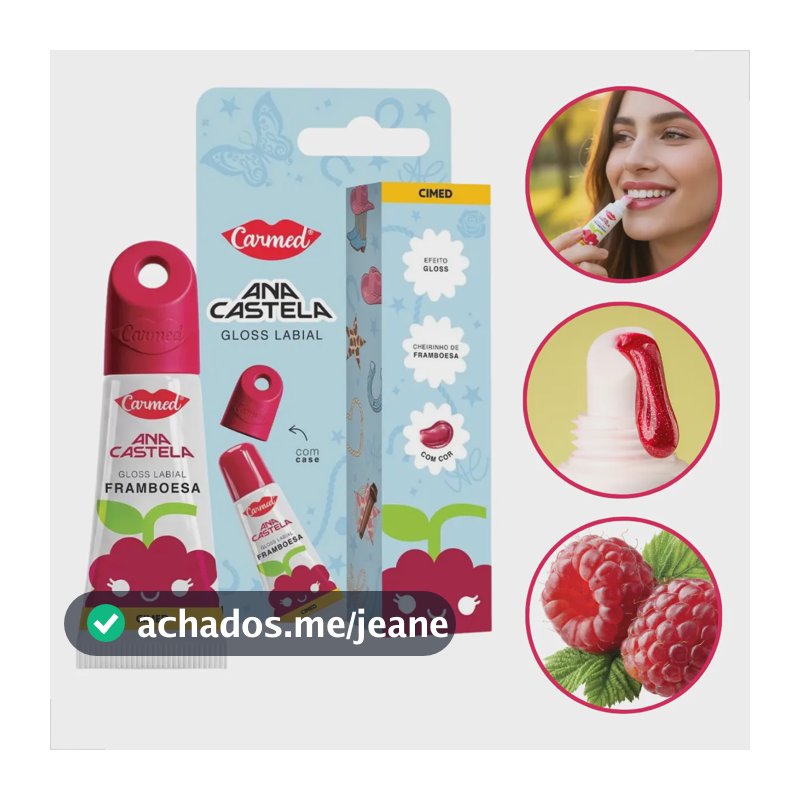Carmed Gloss Hidratante Labial Ana Castela Framboesa Case 5g