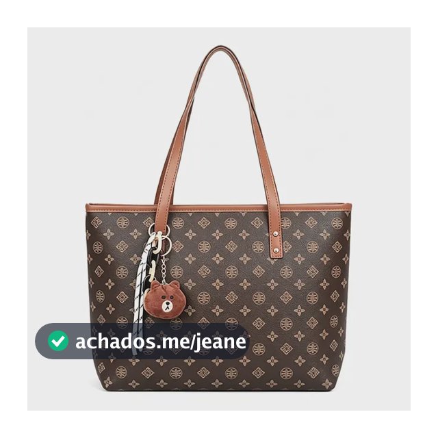 Bolsa Tote Feminina Grande Couro Pu Luxo Monograma Urso