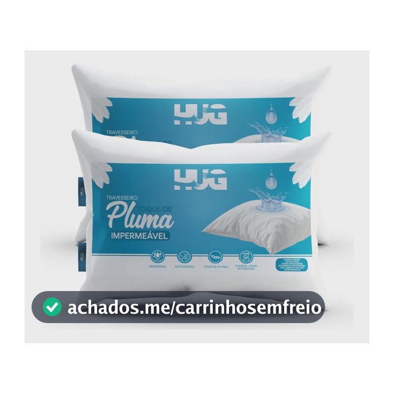 Kit 2 Travesseiros Impermeável Toque Pluma Hug Antialergico Branco
