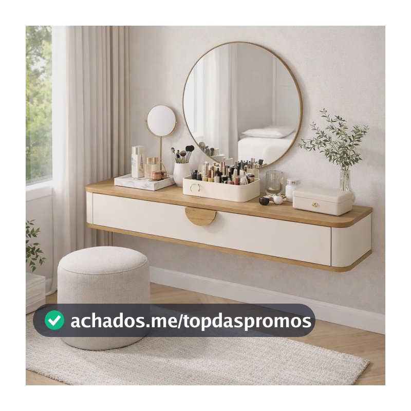 Penteadeira Suspensa Moderna 1 Gaveta Alto Padrão F. Grátis Off/ Freijó