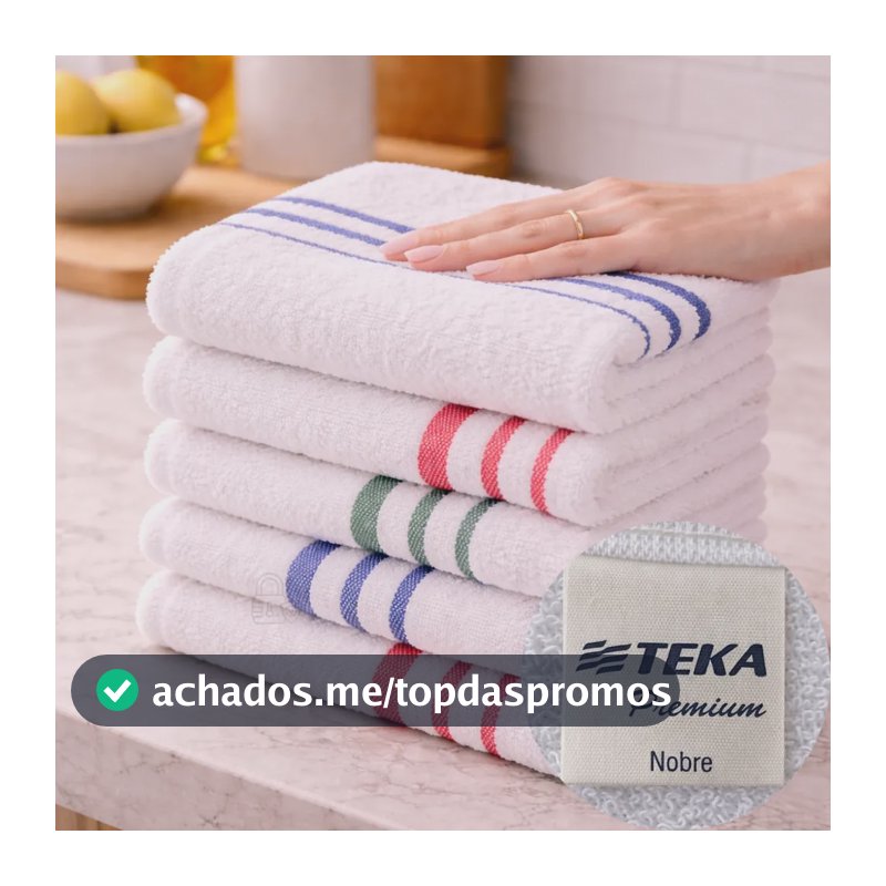 Kit 5 Pano De Prato Atoalhado Teka Minimalista Premium Nobre Sortida Listras