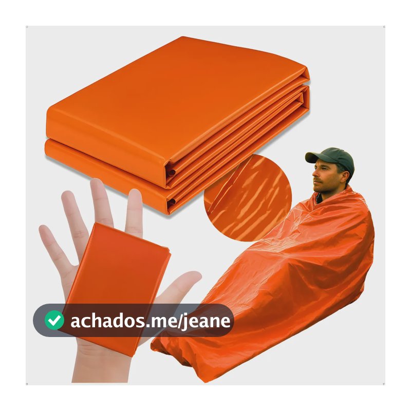 Saco Emergencia Aluminizado Manta Térmica Camping Legendario Laranja