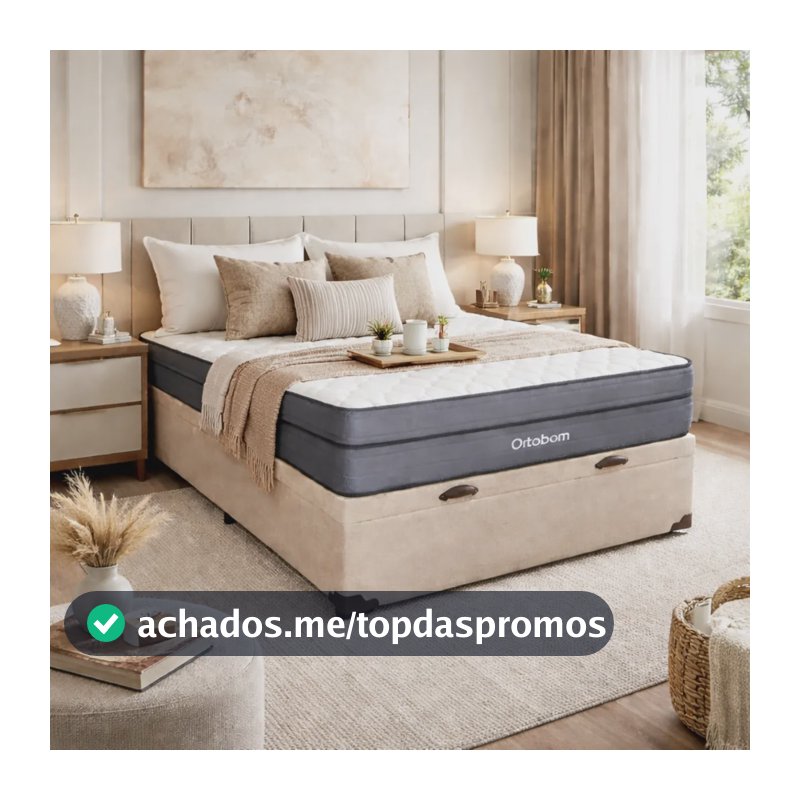 Box Baú Casal Bege Colchão Núvia Airtech Superpocket Ortobom Bege