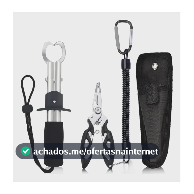 Kit Pesca Alicate Contenção Peixe + Alicate Bico Saca Anzol Preto
